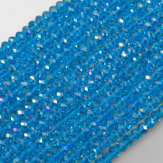 Crystal Faceted Rondelle Aquamarine AB, 2mm 4mm 6mm 8mm-0
