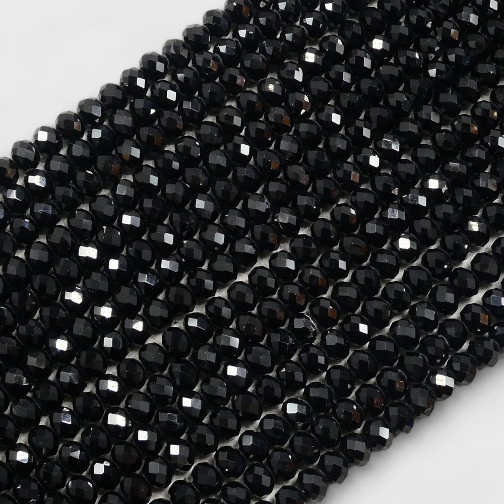 Crystal Faceted Rondelle Black , 2mm 4mm 6mm 8mm