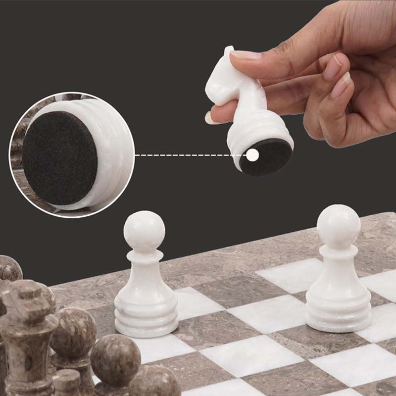 Grey Oceanic and White 15 Inches High Quality Marble Chess Set