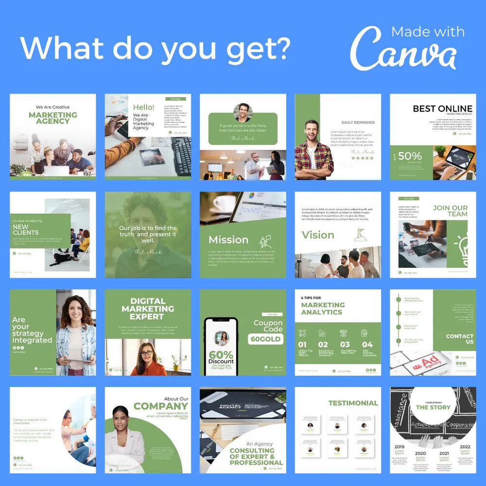Downloadable Instagram Marketing Agency 50 Templates Bundle