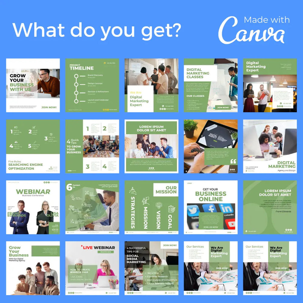 Downloadable Instagram Marketing Agency 50 Templates Bundle