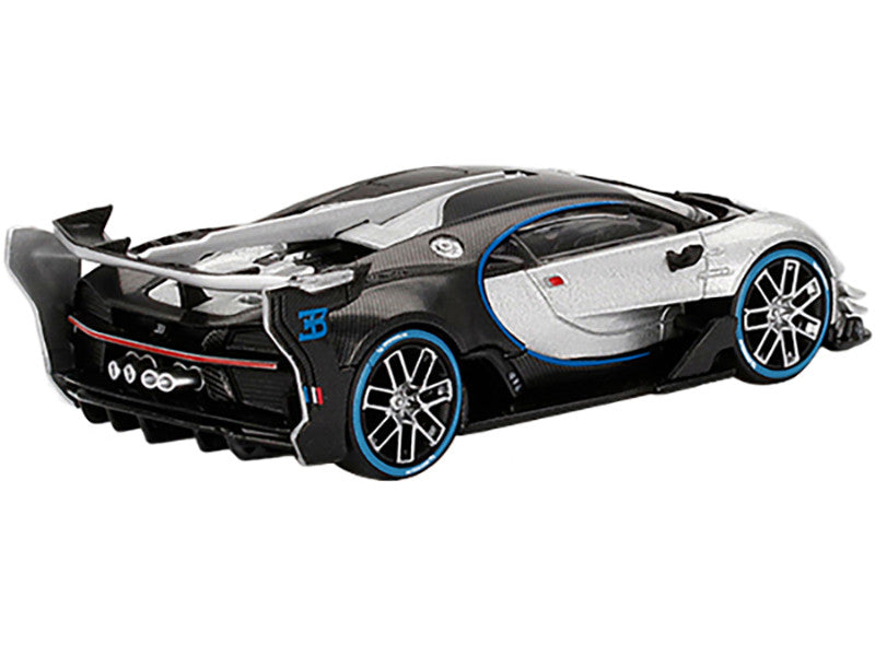 Bugatti Vision Gran Turismo Silver Metallic and Carbon Limited Edition to 9600 pieces Worldwide 1/64 Diecast Model Car by Mini GT