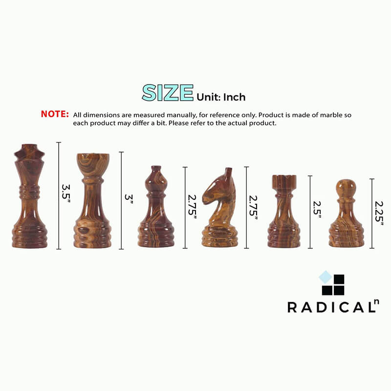 Marble Red & Coral Premium Quality Chess Pieces