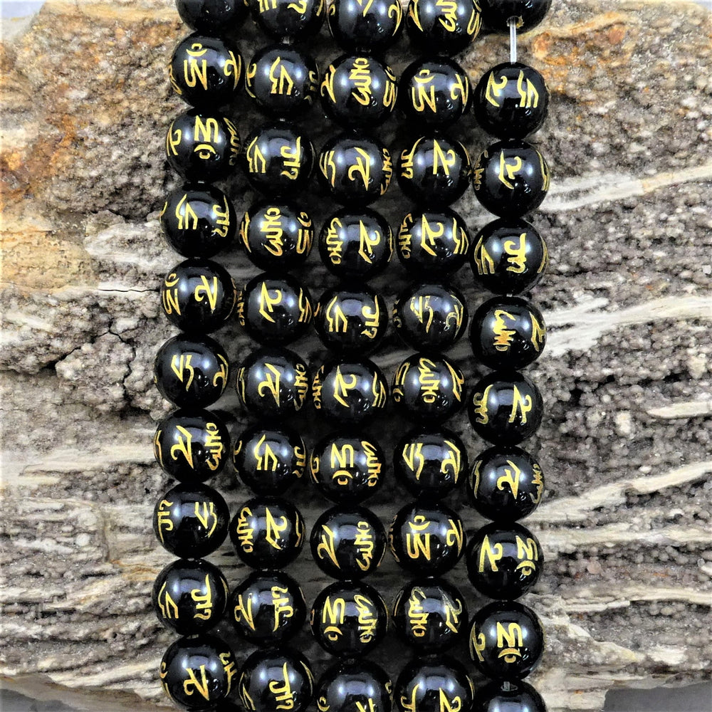 Onyx w/ Mantra Symbol Polished Round-5