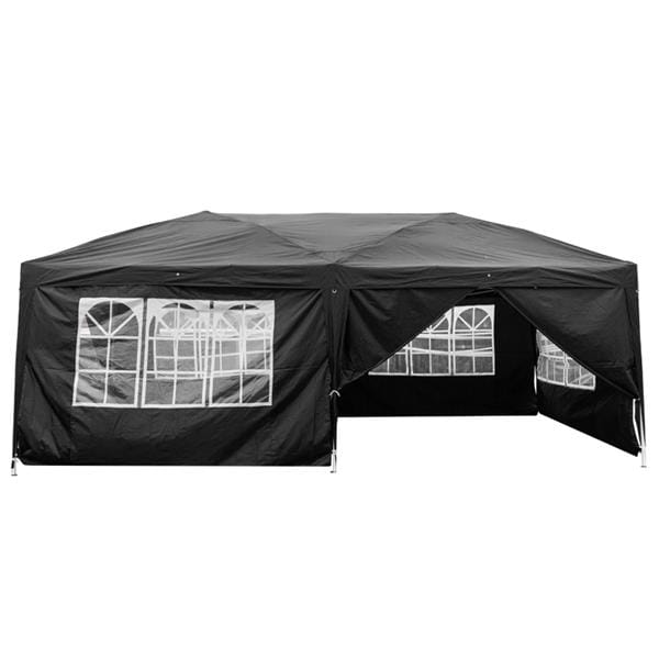 Outdoor Pop up Gazebo 3 x 6m Folding Tent Four Windows Black