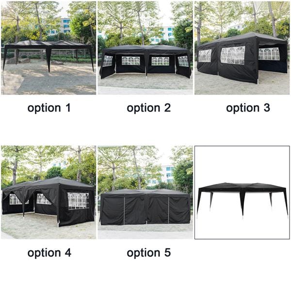 Outdoor Pop up Gazebo 3 x 6m Folding Tent Four Windows Black
