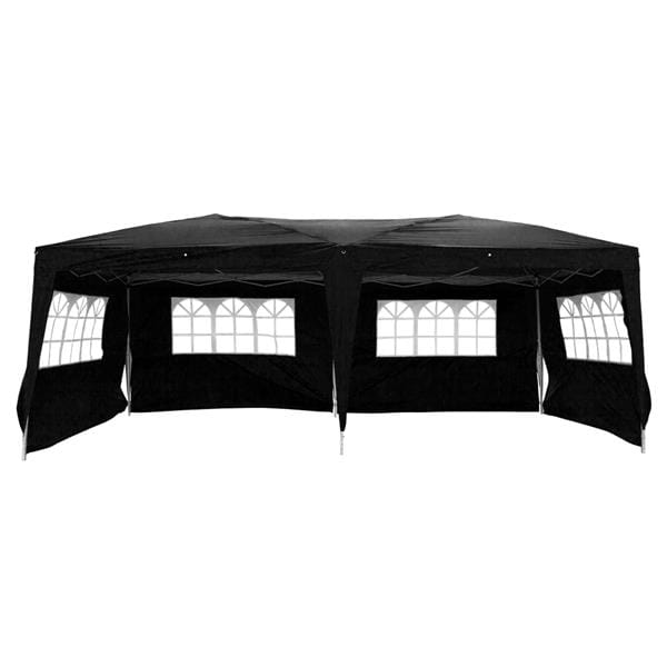 Outdoor Pop up Gazebo 3 x 6m Folding Tent Four Windows Black
