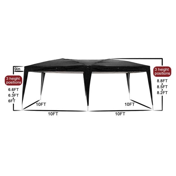 Outdoor Pop up Gazebo 3 x 6m Folding Tent Four Windows Black