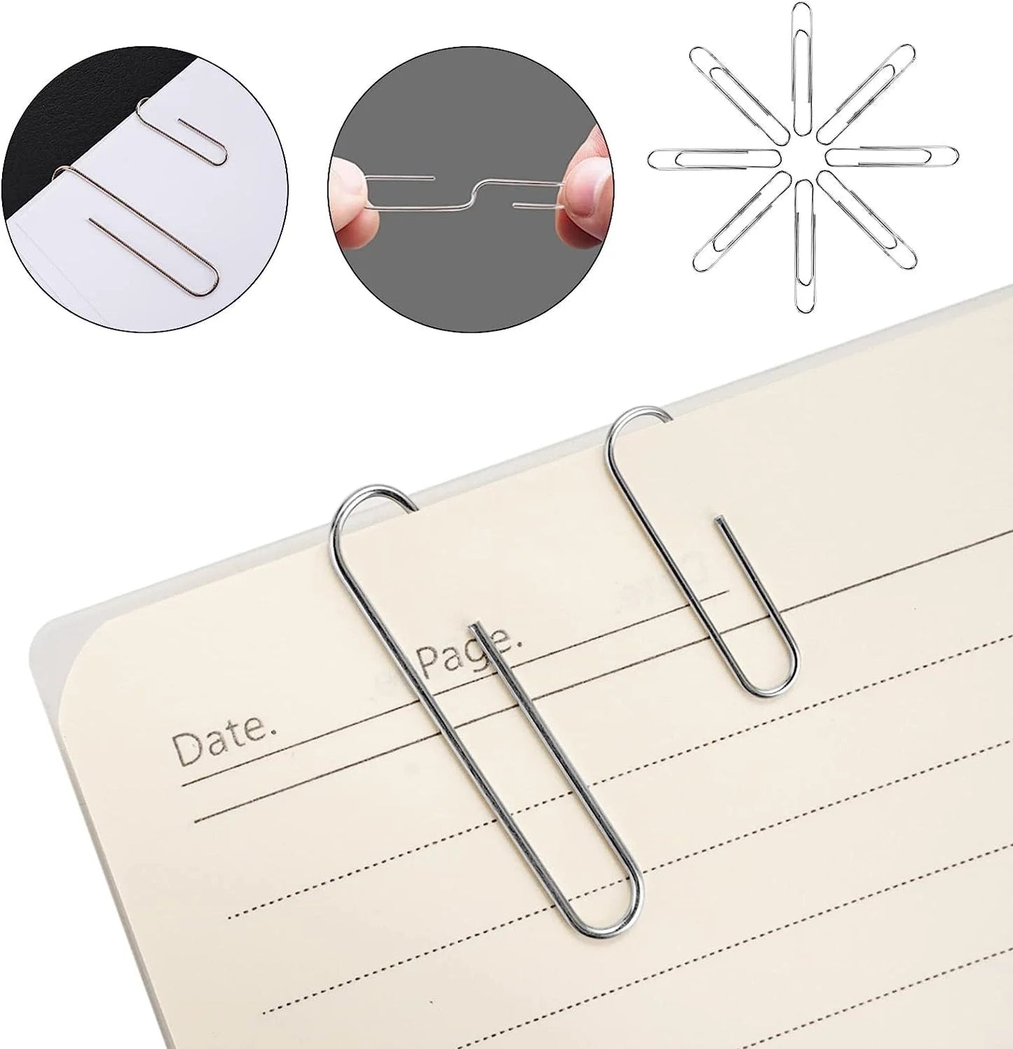240pc Black Paper Clips, Rubber Band, Binder Clips Stationery Set