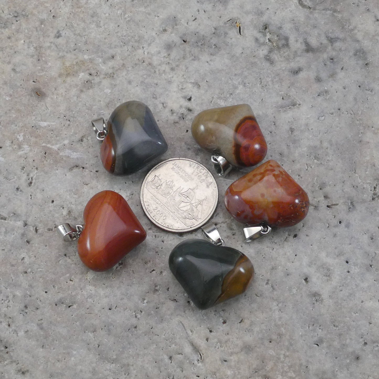 Polychrome Jasper 25x20 mm Heart Pendant-1