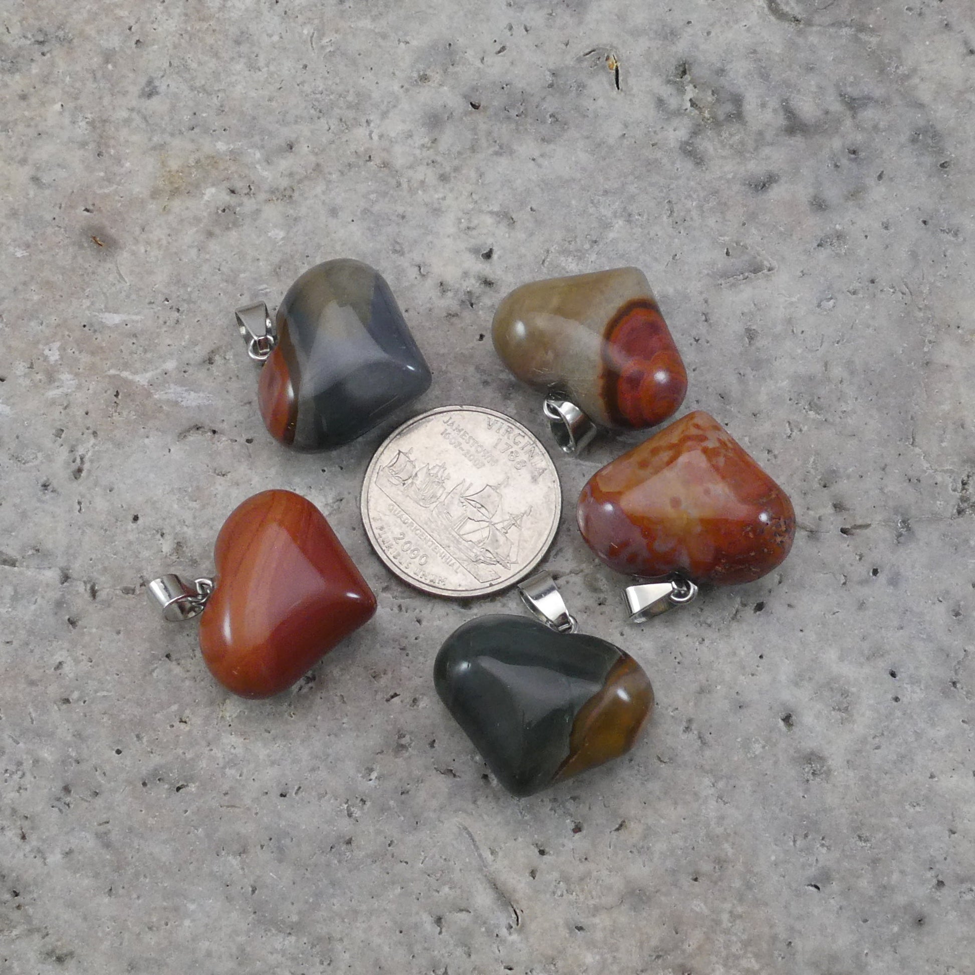 Polychrome Jasper 25x20 mm Heart Pendant-1