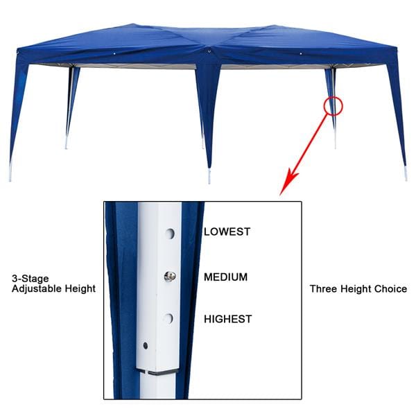 Outdoor Pop up Gazebo 3 x 6m Folding Tent Four Windows Blue