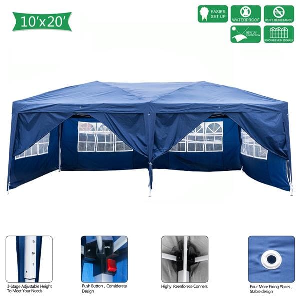 Outdoor Pop up Gazebo 3 x 6m Folding Tent Four Windows Blue