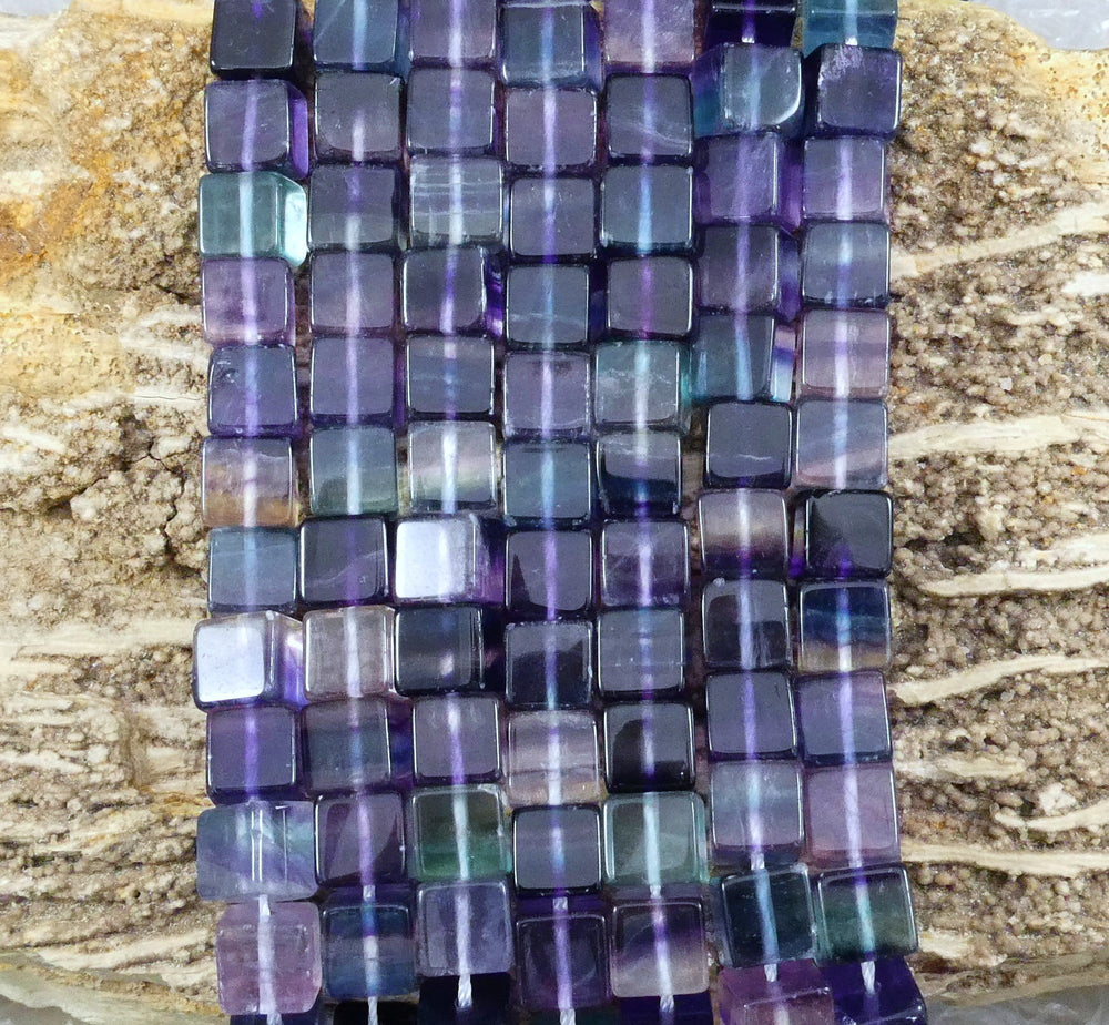 Rainbow Fluorite Cube Strands-2