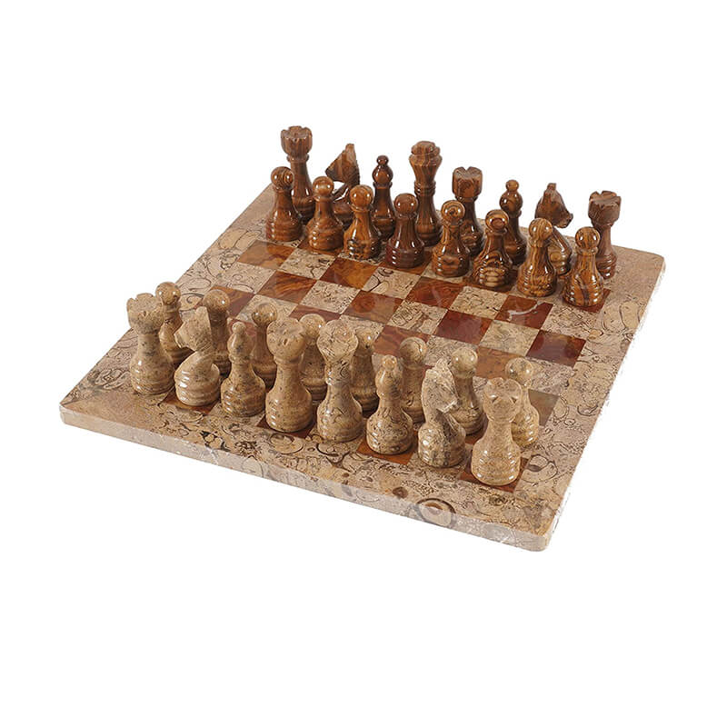 Coral and Red 12 Inches Premium Quality Marble Chess Set