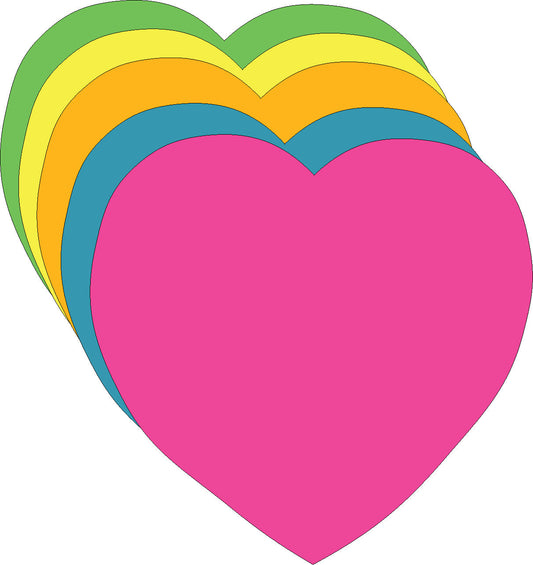 SHAPES ETC. Heart Bright Neon Assorted Color Small Cut-Outs- 3" x 3"-0
