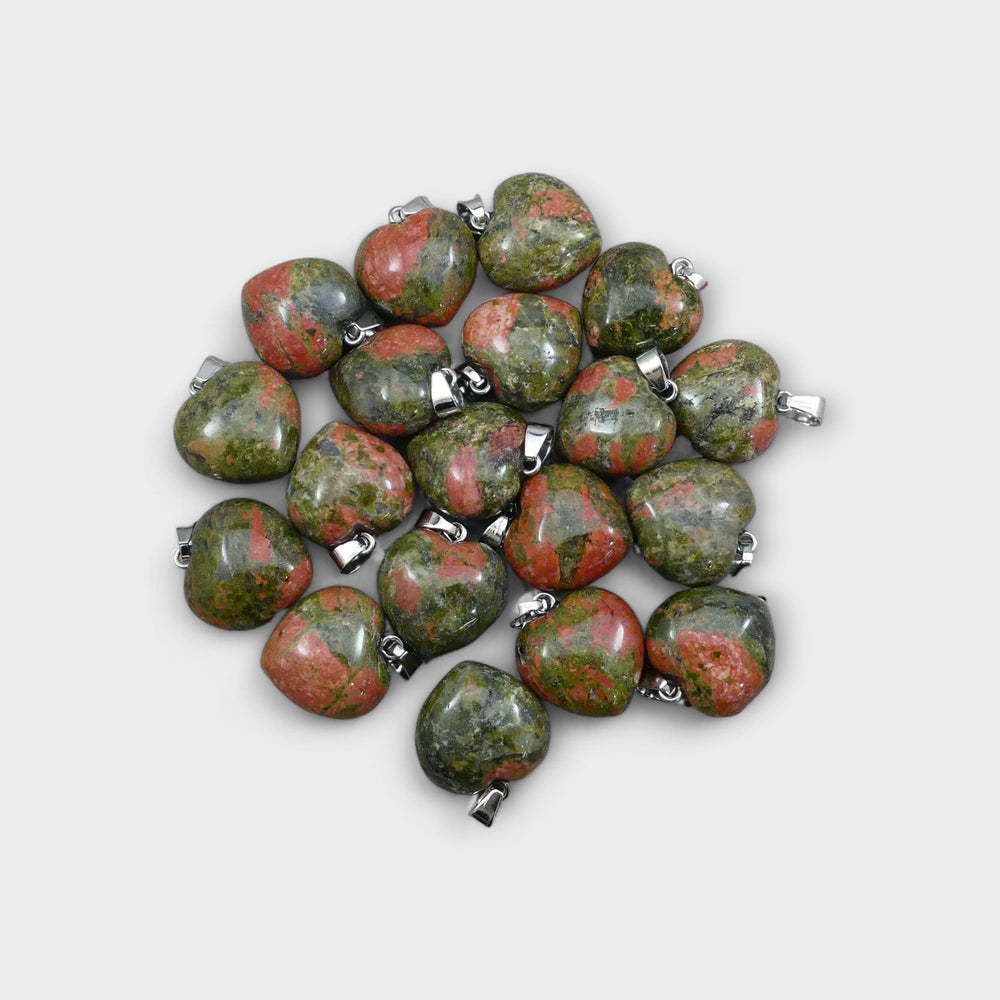 Unakite 20x20mm Heart Pendant-0