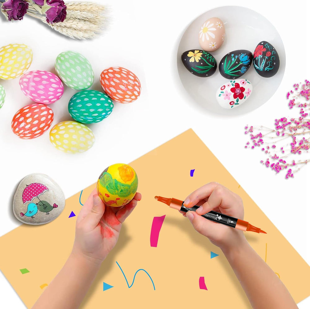 NNEDSZ 24-Color Dual-Tip Acrylic Marker Set - Fine and Brush Tip for Art Projects and DIY Crafts