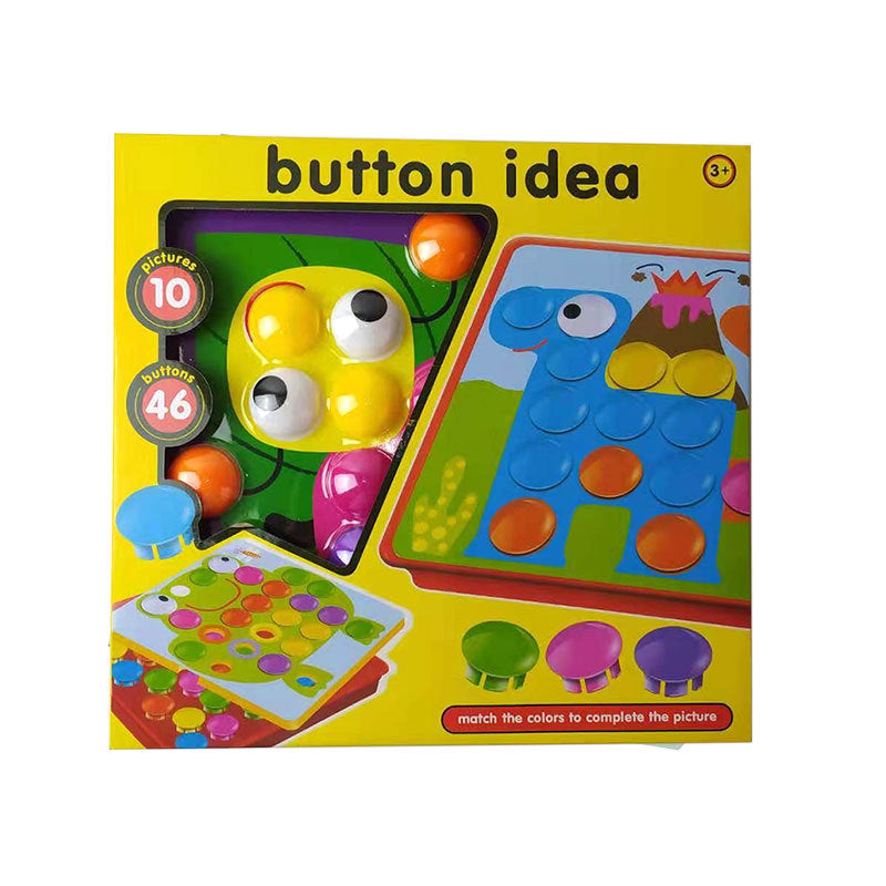 NNEDSZ Creative Button Art Toy Set for Kids - 46 Colorful Buttons with 10 Unique Pictures - Educational Color Matching Puzzle for Ages 3+