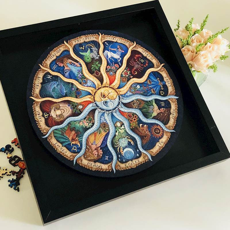NNEDSZ 500 Piece Zodiac Circle Jigsaw Puzzle - Colorful Astrology Sun and Moon Jigsaw Puzzle for Adults and Kids