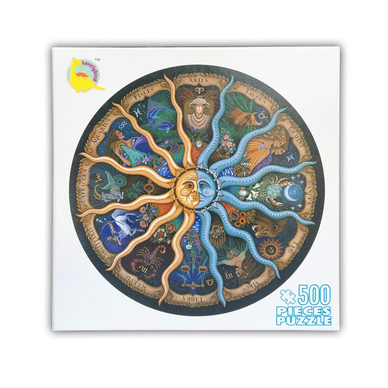 NNEDSZ 500 Piece Zodiac Circle Jigsaw Puzzle - Colorful Astrology Sun and Moon Jigsaw Puzzle for Adults and Kids