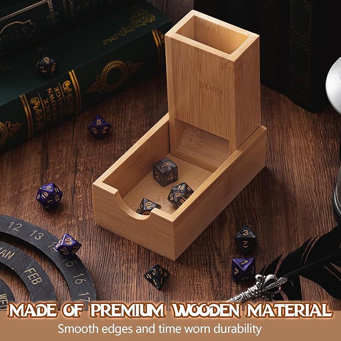 NNEDSZ Portable Foldable Bamboo Dice Tower Set – Premium Wooden Dice Roller for Tabletop RPG and Board Games