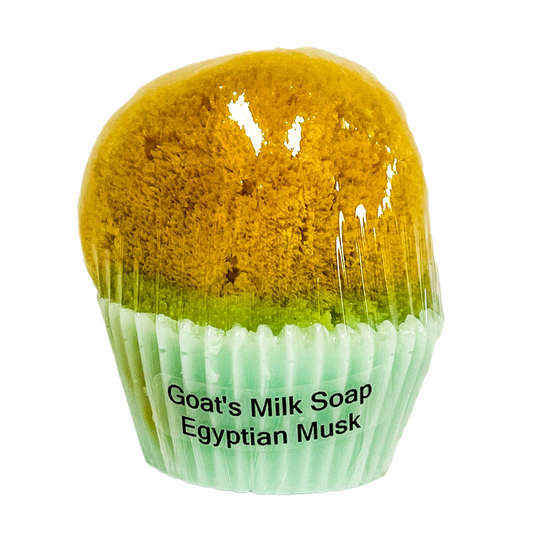 Goat's Milk Cupcake Soap w/ Embedded Sea Sponge-Egyptian Musk