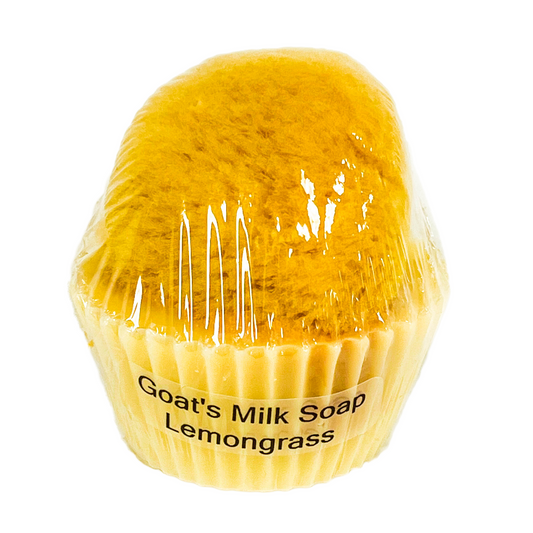 Goat's Milk Cupcake Soap w/ Embedded Sea Sponge-Lemongrass