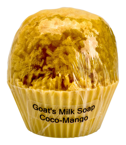 Goat's Milk Cupcake Soap w/ Embedded Sea Sponge-Coco Mango