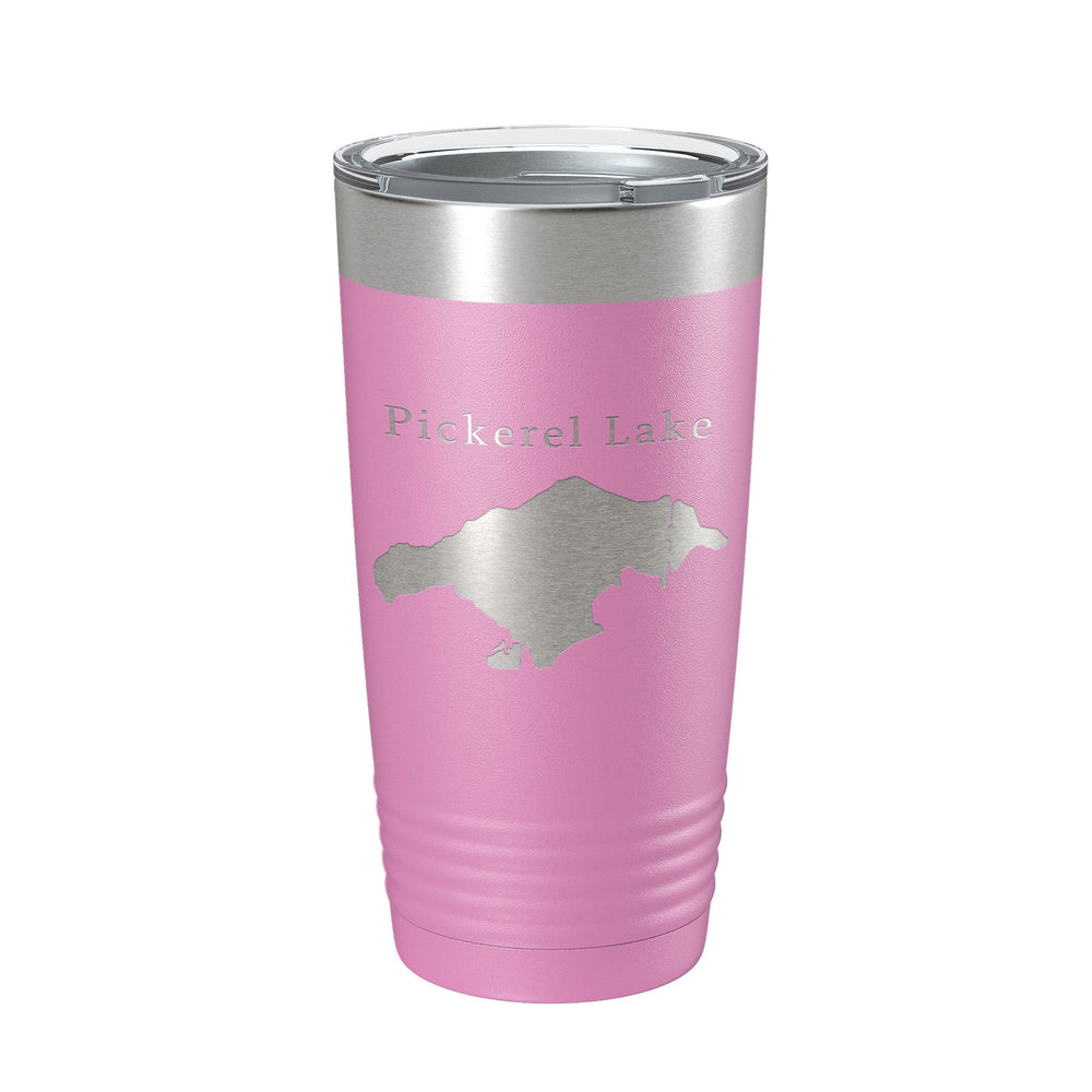 Pickerel Lake Map Tumbler Travel Mug Insulated Laser Engraved Coffee Cup Michigan 20 oz