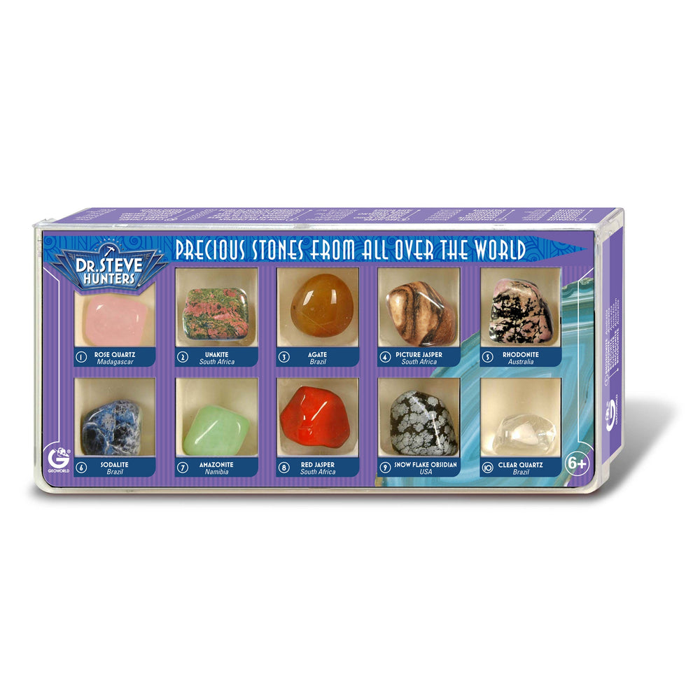 Dr. Steve Hunters Precious Stones from All Over the World  - 10 Real Stones Science & Education Toy Set