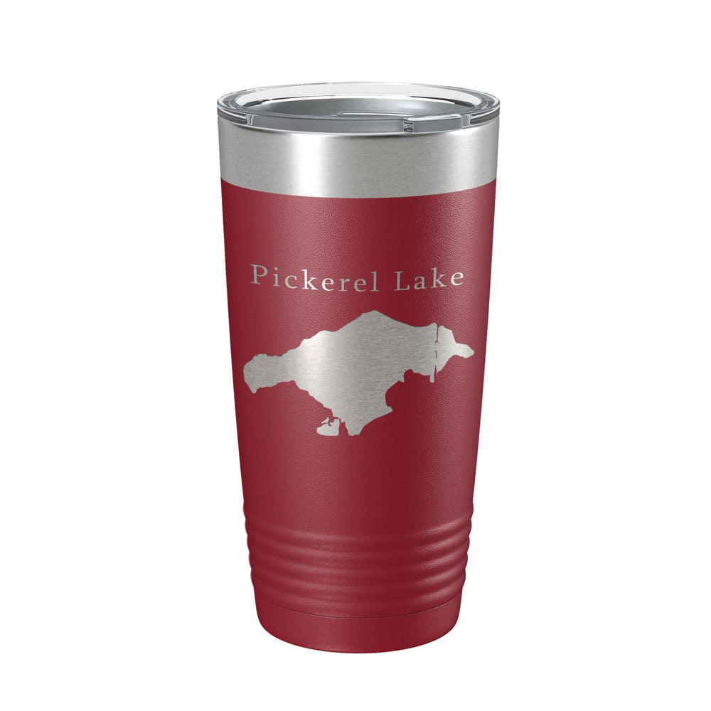 Pickerel Lake Map Tumbler Travel Mug Insulated Laser Engraved Coffee Cup Michigan 20 oz