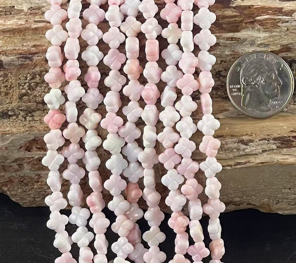 Queen Conch Shell 4 Leaf Clover Flower 8mm-1