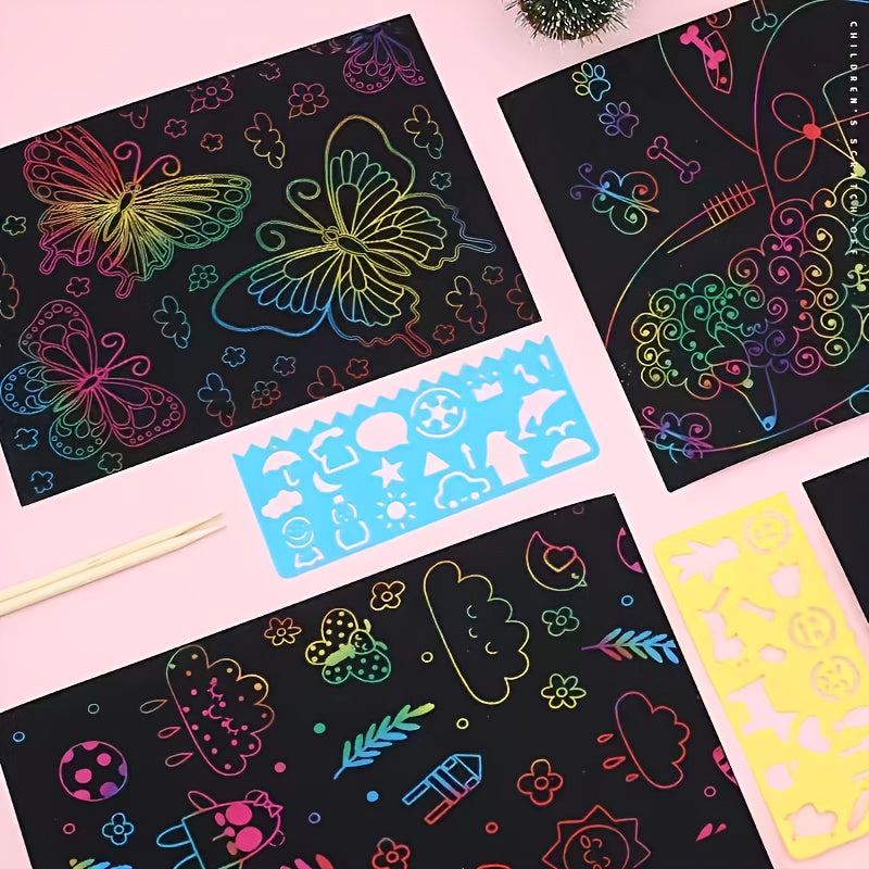 NNETM Rainbow Scratch Off Notebooks Arts and Crafts Set