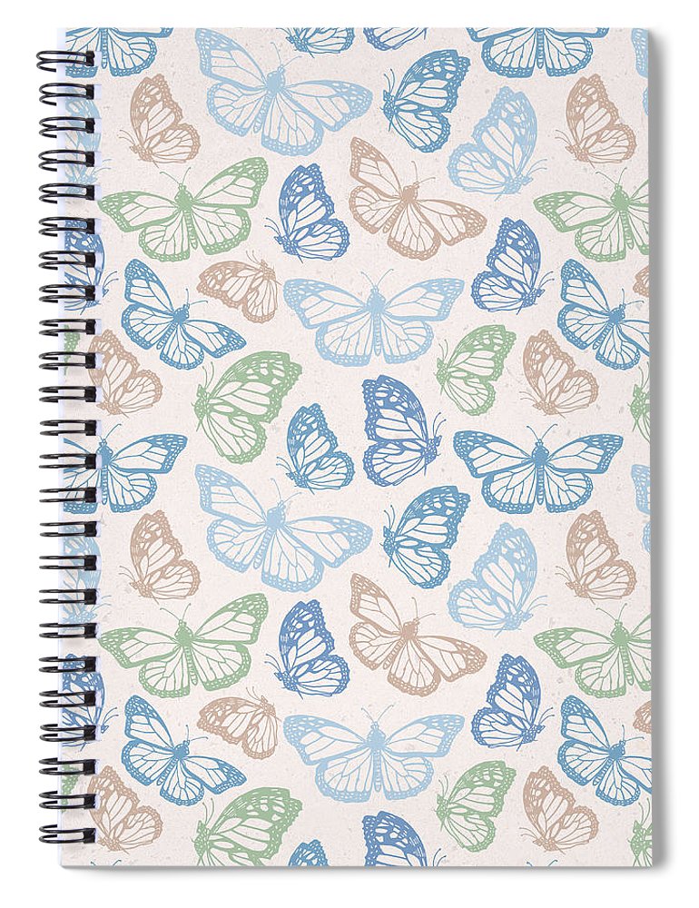 Blue Butterfly Pattern - Spiral Notebook