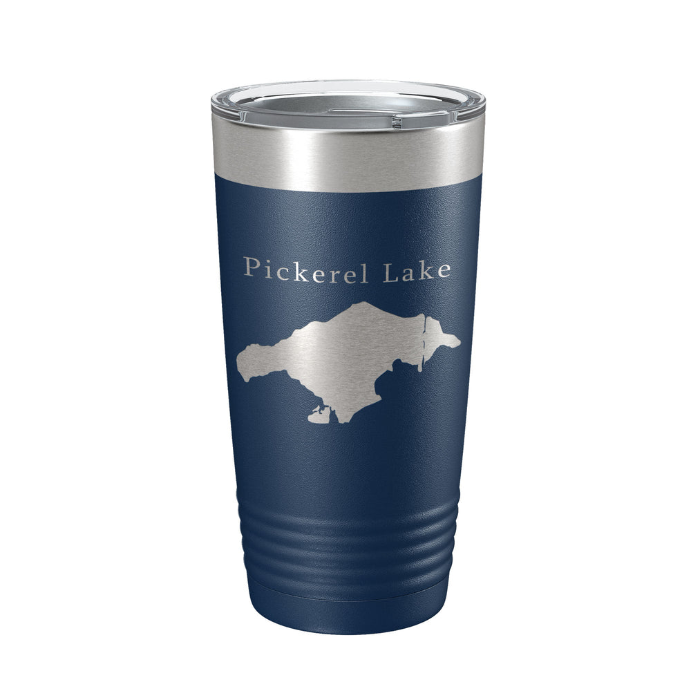 Pickerel Lake Map Tumbler Travel Mug Insulated Laser Engraved Coffee Cup Michigan 20 oz