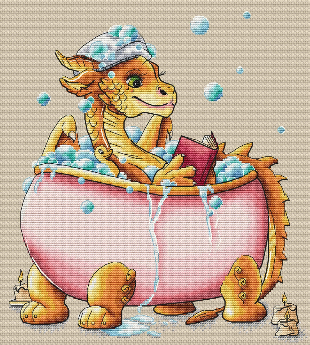 Dragon in the Bathroom - PDF Cross Stitch Pattern