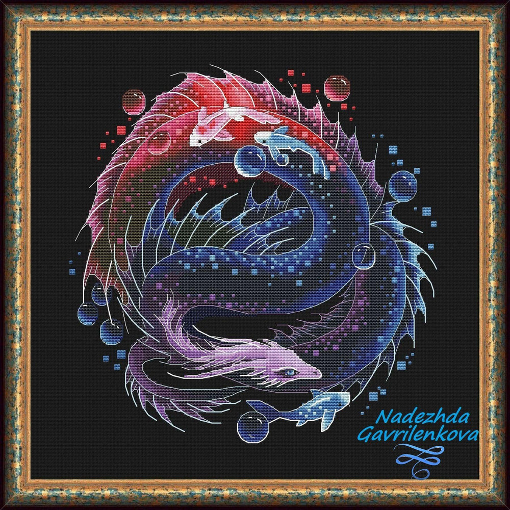 Dragon. The lady of the lake - PDF Counted Cross Stitch Pattern