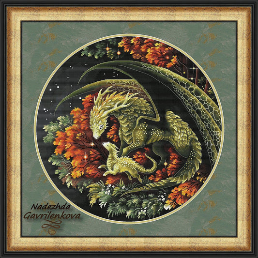Dragons. Autumn walk - PDF Counted Cross Stitch Pattern