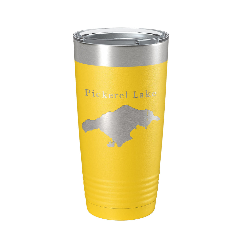 Pickerel Lake Map Tumbler Travel Mug Insulated Laser Engraved Coffee Cup Michigan 20 oz
