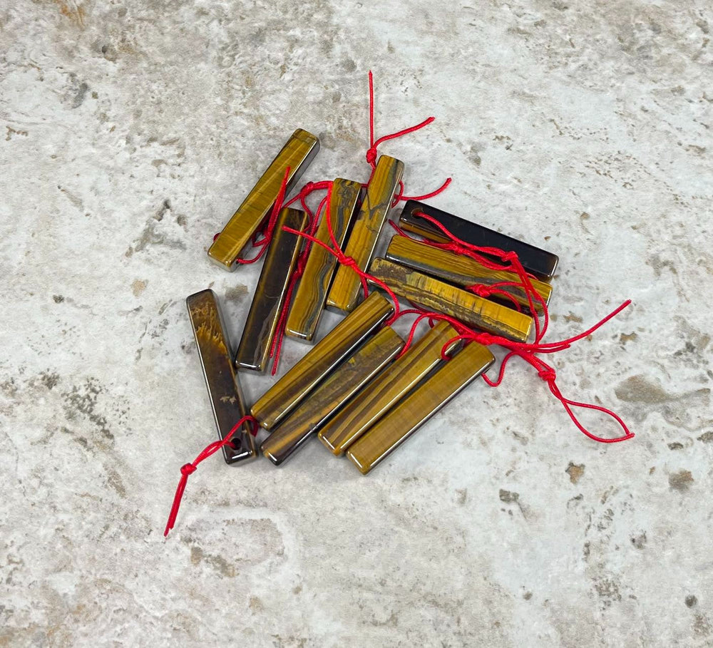 Yellow Tiger Eye, Rectangle Tube, 8mmx45mm Pendant-1