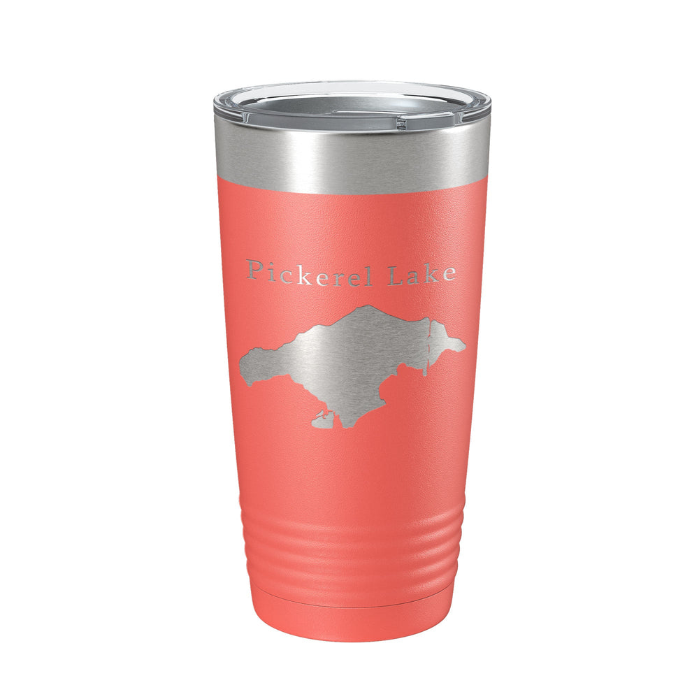 Pickerel Lake Map Tumbler Travel Mug Insulated Laser Engraved Coffee Cup Michigan 20 oz