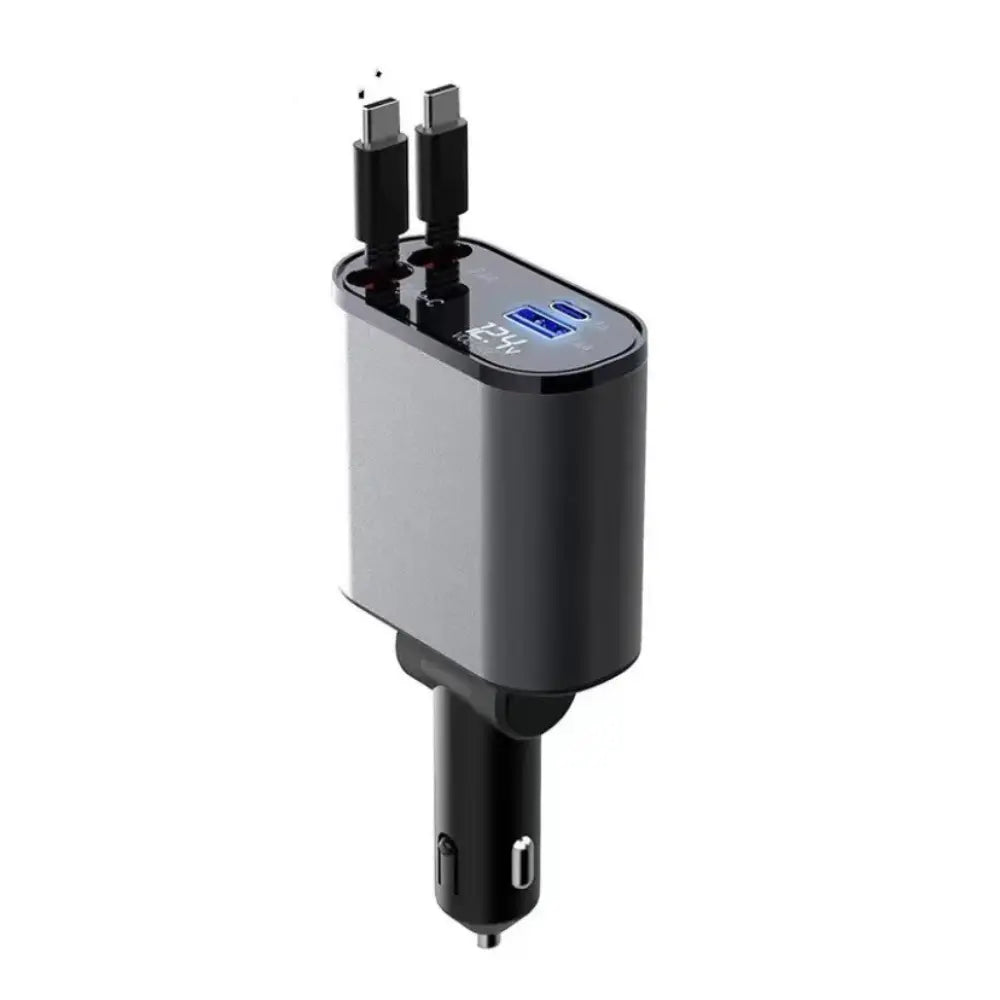 HURTIG 100W Biltelefonoplader Lighter USB og TYPE-C Adapter