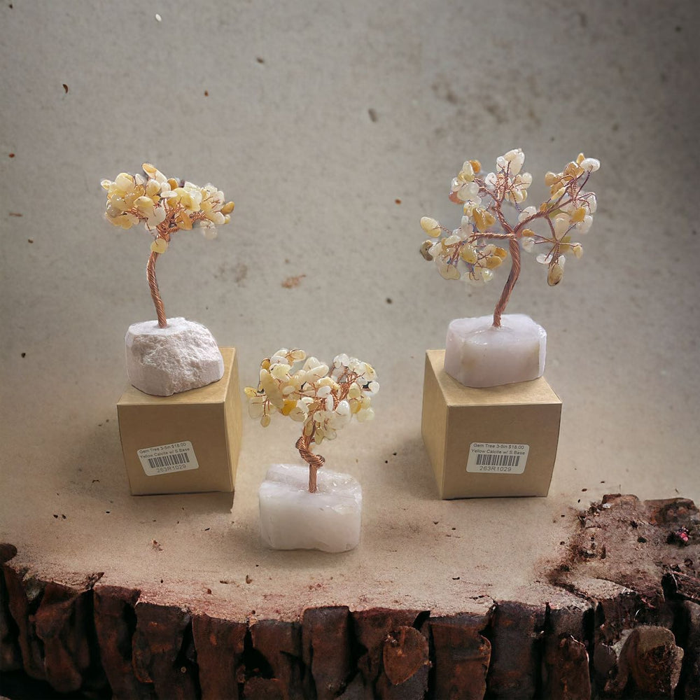 Gemstone Tree w/ Stone Base, 3-5in Tall,-1