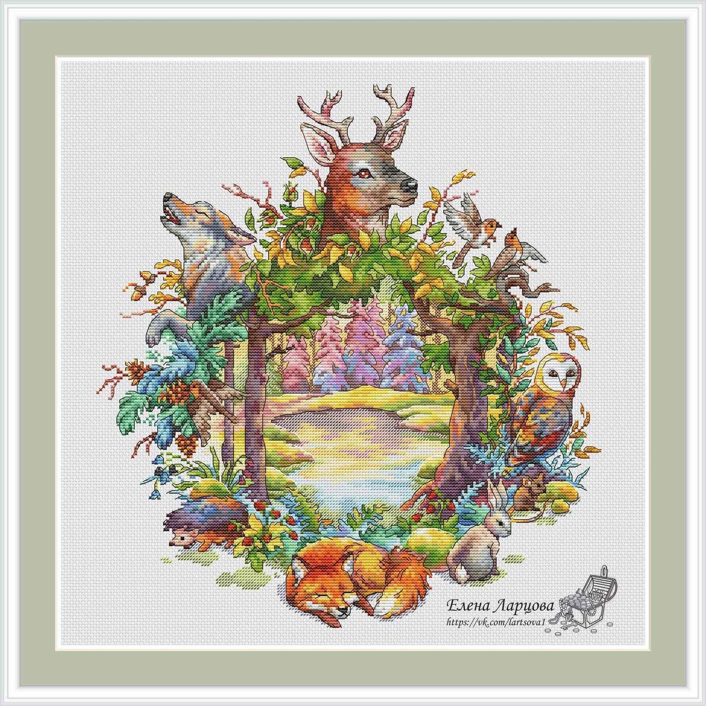 Forest Wreath - PDF Cross Stitch Pattern