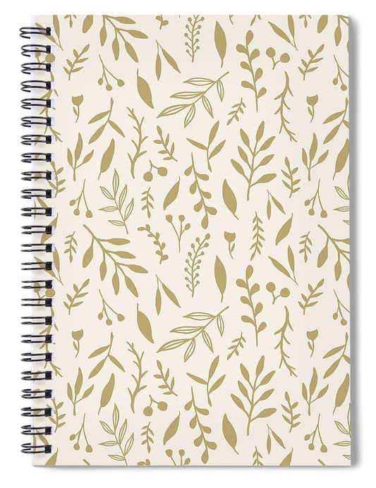 Gold Falling Leaves Pattern - Spiral Notebook