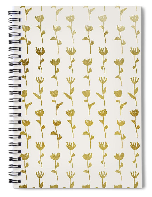 Gold Ink Flower Pattern - Spiral Notebook