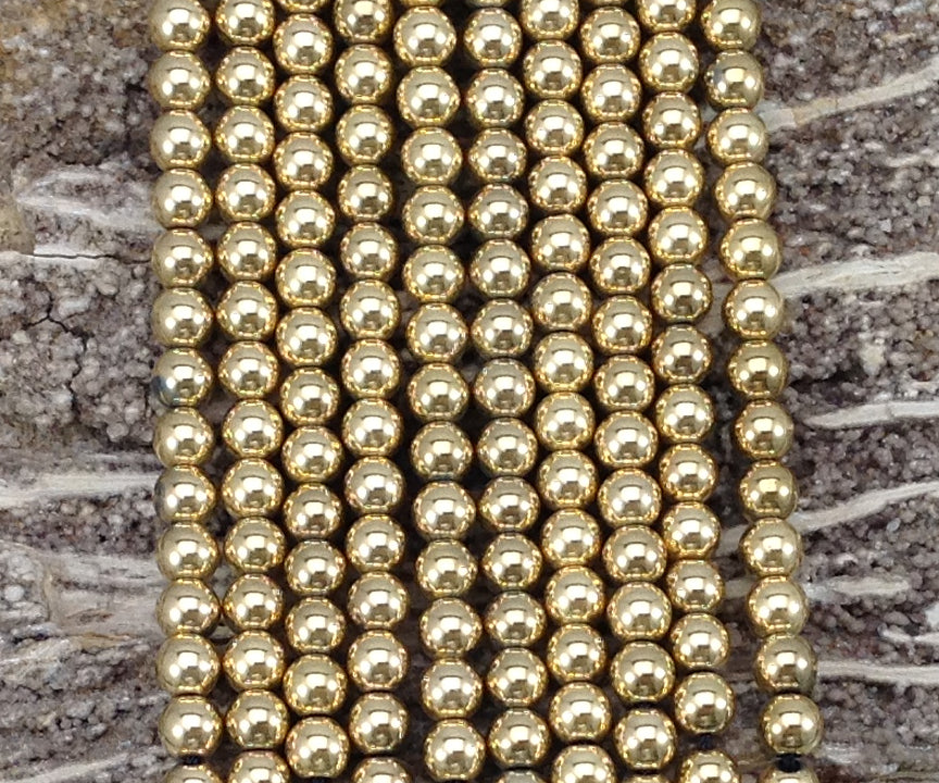 Gold Plated Hematite Round-2