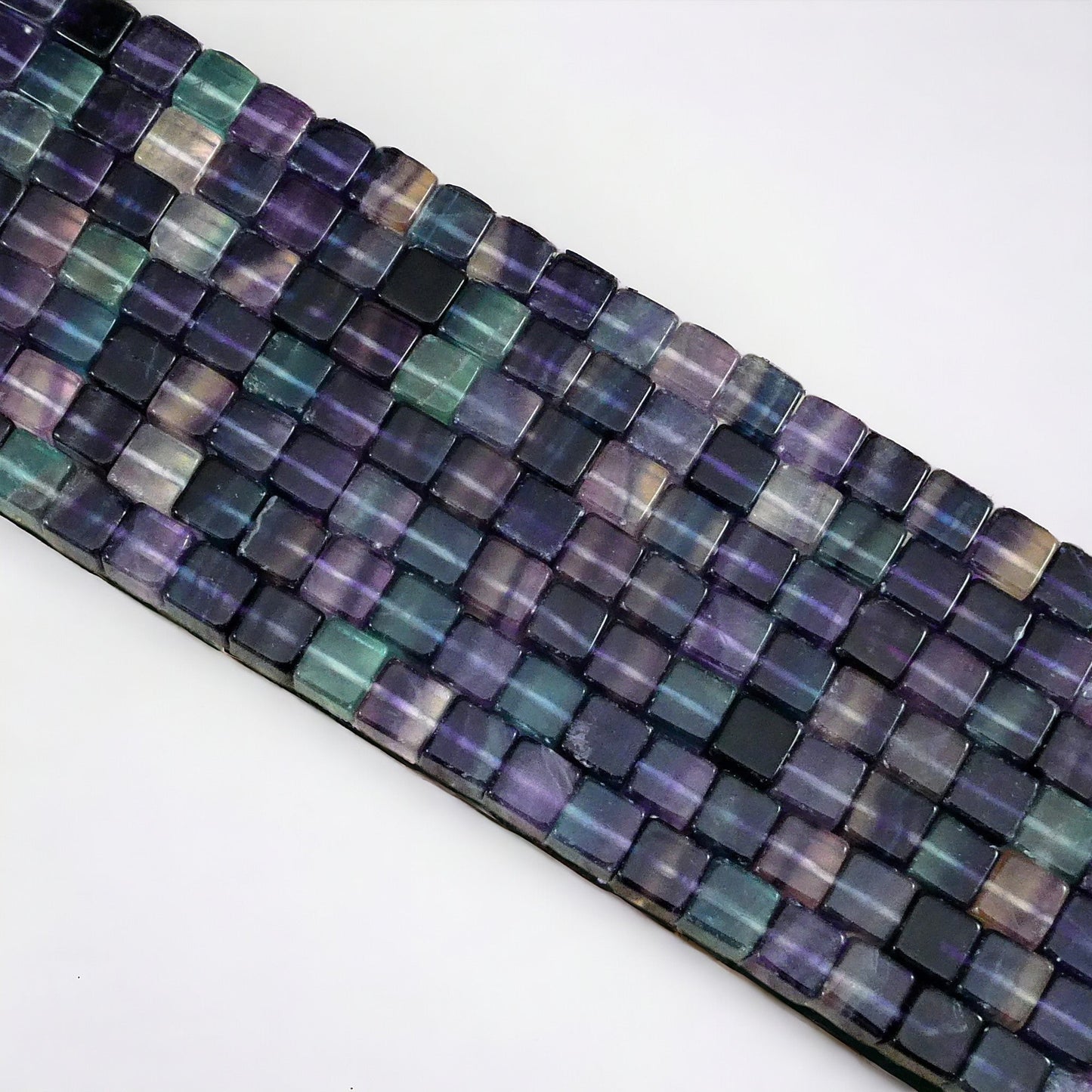 Rainbow Fluorite Cube Strands-0