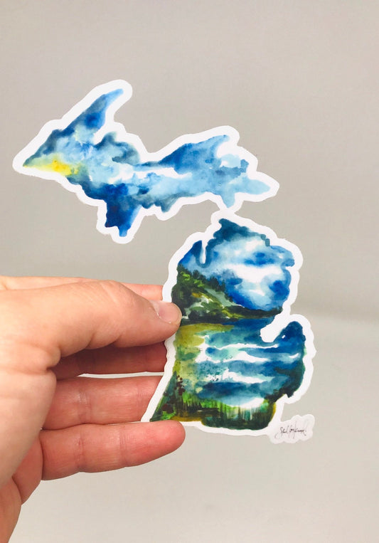 Michigan Lakes Watercolor Sticker/Decal
